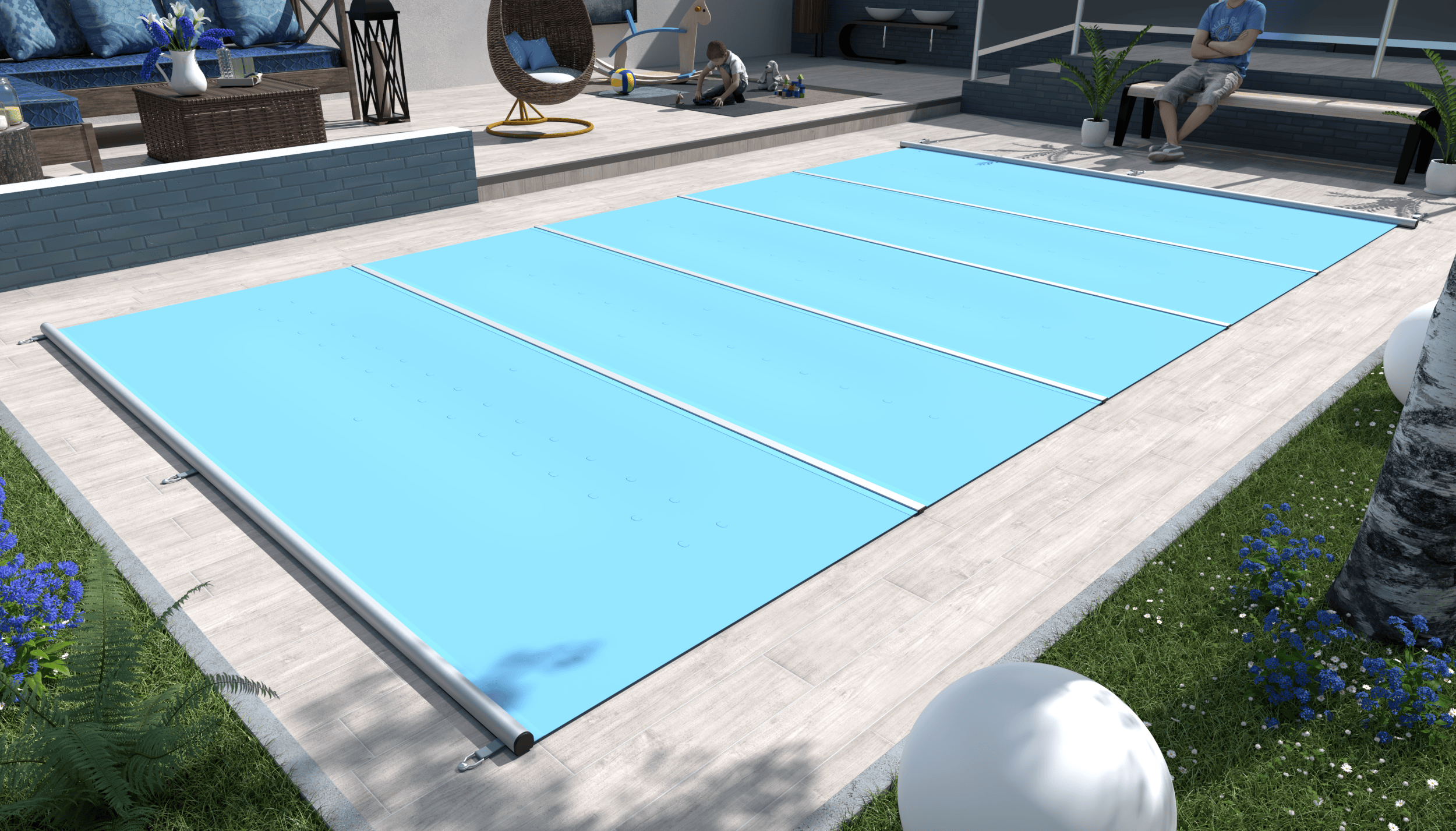 Safety pool cover Flat Section, easy replacement of segments